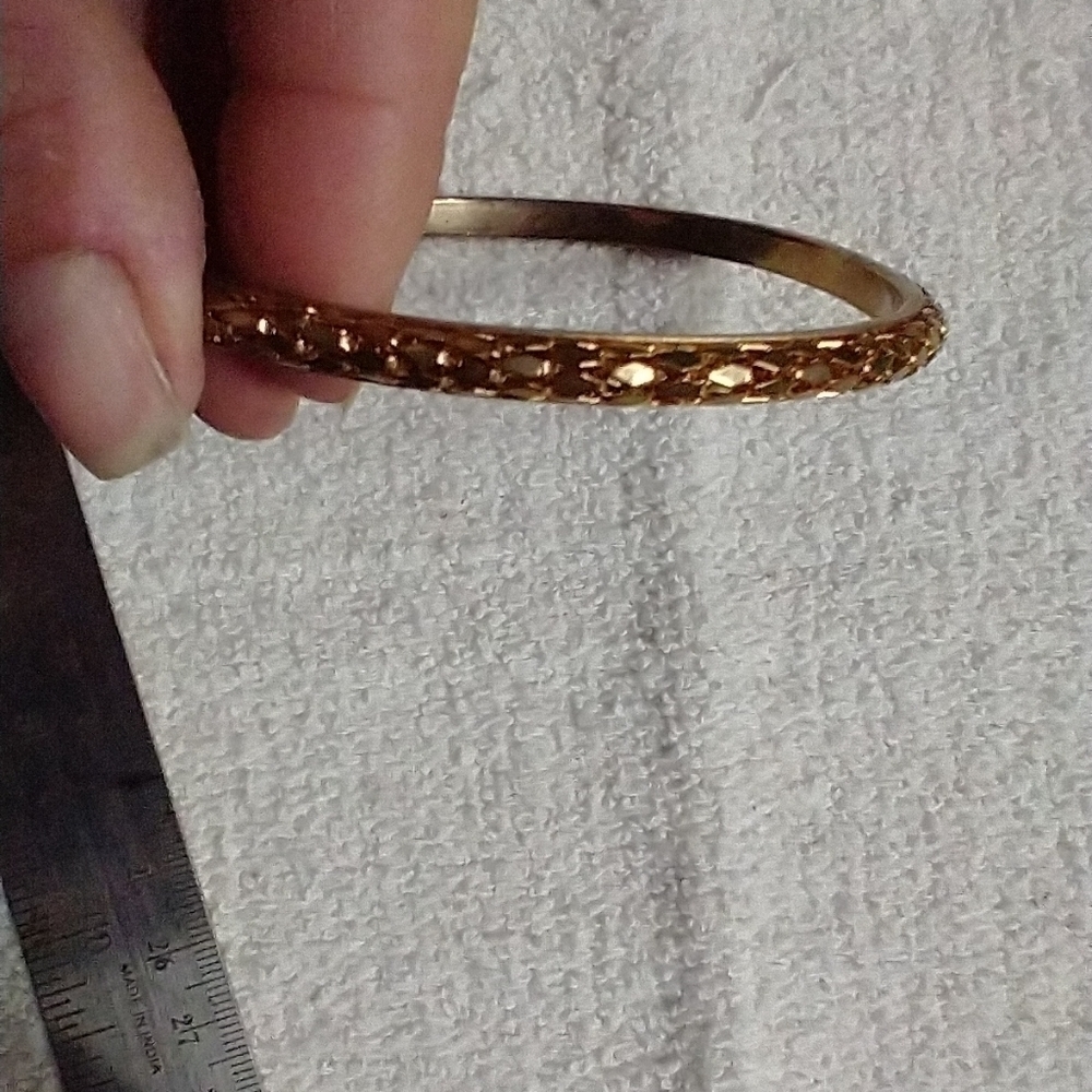 Goldtone mesh solid bangle bracelet
